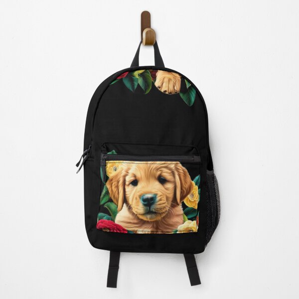 Item preview, Golden Retriever Puppy and Camellia Flowers – Realistic Dog Art Illustration designed and sold by Naturalite19.
