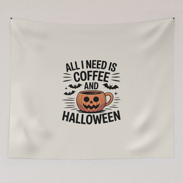 Item preview, All I Need Is Coffee and Halloween – Spooky Coffee Lover Design designed and sold by Jollys-ArtShop.