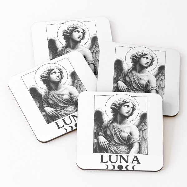 Artikelvorschau, Luna Ascendant – Engelstatue im Mondlicht (Monochromer Druck) entworfen und verkauft von LunaThread-Shop.