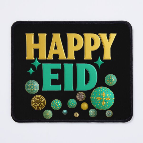 Item preview, "Happy Eid" 3D Gold & Teal Contemporary Celebration (V.2) designed and sold by D-Islamic.