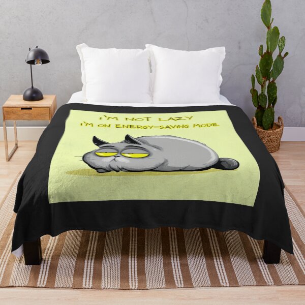 Item preview, I’m not lazy, I’m on energy-saving mode, a simple sleepy cat artwork designed and sold by silent-violin.