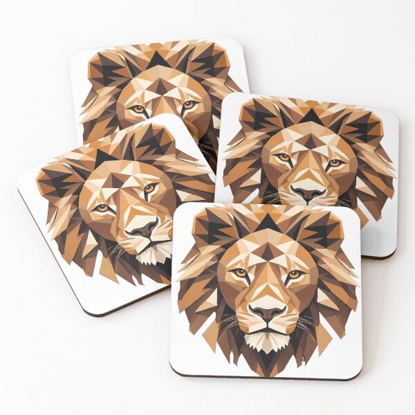 Item preview, Geometric Lion | Golden Polygonal Head Art designed and sold by VIRALOOP.