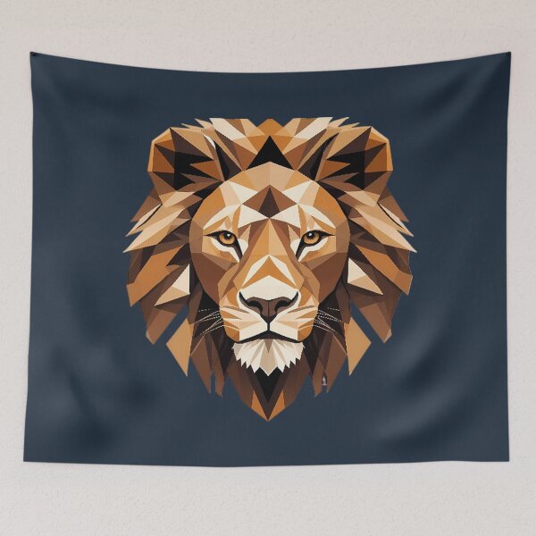 Item preview, Geometric Lion | Golden Polygonal Head Art designed and sold by VIRALOOP.