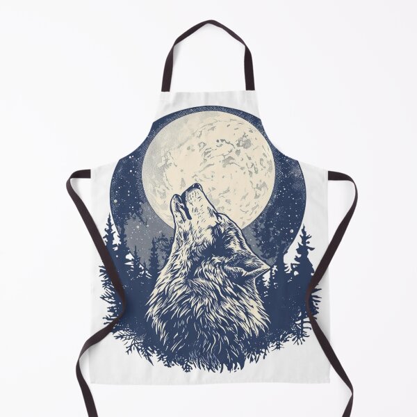 Item preview, Mystical Wolf Howling at Full Moon in Forest | Vintage Engraving Style Wildlife Art designed and sold by Caira-Design.