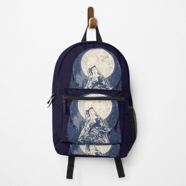 Item preview, Mystical Wolf Howling at Full Moon in Forest | Vintage Engraving Style Wildlife Art designed and sold by Caira-Design.