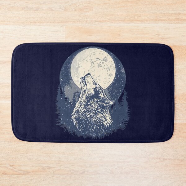 Item preview, Mystical Wolf Howling at Full Moon in Forest | Vintage Engraving Style Wildlife Art designed and sold by Caira-Design.