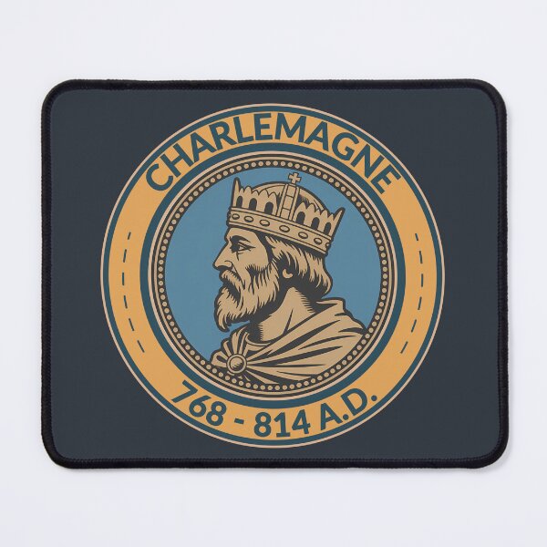 Item preview, Charlemagne Holy Roman Emperor Illustration Badge designed and sold by KrisSidDesigns.