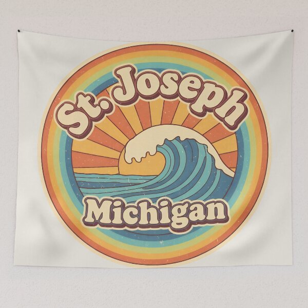 Item preview, St. Joseph, Michigan Retro Wave designed and sold by TheOldMittenIllustrated.