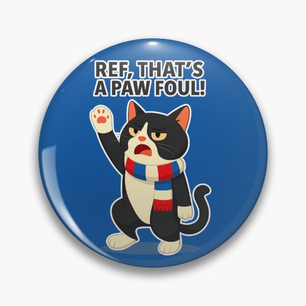 Item preview, Ref, That's a Paw Foul! — Funny Tuxedo Cat Football Design blue designed and sold by catastrocat.