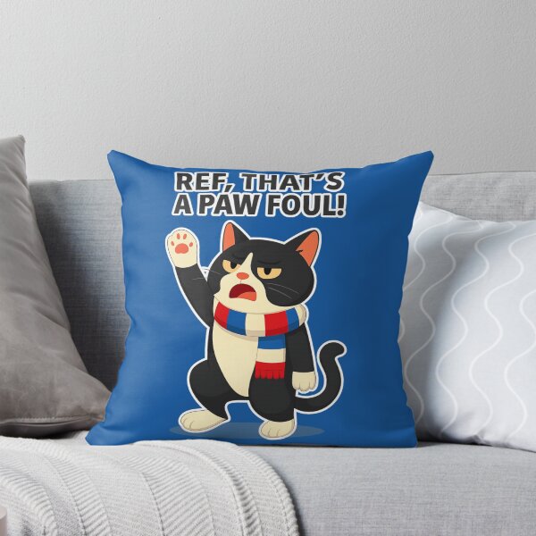 Item preview, Ref, That's a Paw Foul! — Funny Tuxedo Cat Football Design blue designed and sold by catastrocat.