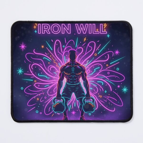 Item preview, Iron Will – Neon Fitness Motivation Design designed and sold by Gletschie.