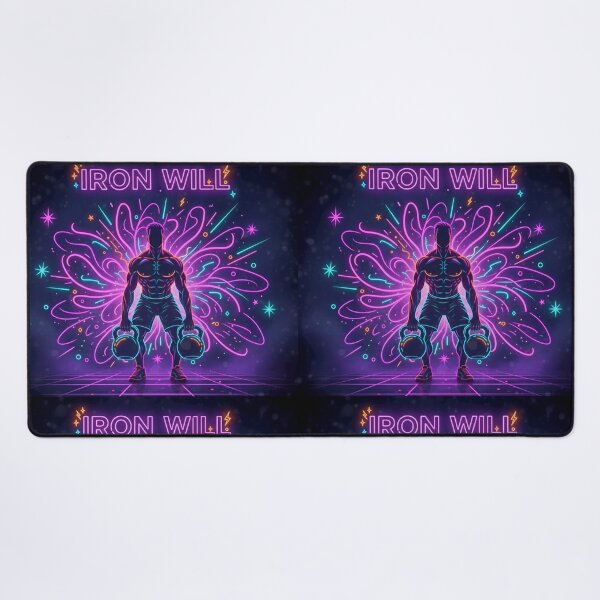 Item preview, Iron Will – Neon Fitness Motivation Design designed and sold by Gletschie.