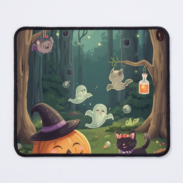 Item preview, Enchanted Forest Halloween Scene Sticker Pack - Cute Witch Pumpkin and Kawaii Ghosts Decals designed and sold by MoonlitDoodles1.