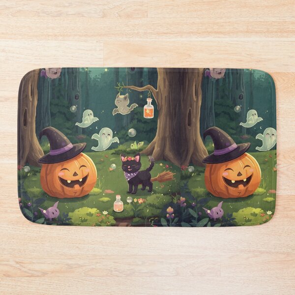 Item preview, Enchanted Forest Halloween Scene Sticker Pack - Cute Witch Pumpkin and Kawaii Ghosts Decals designed and sold by MoonlitDoodles1.