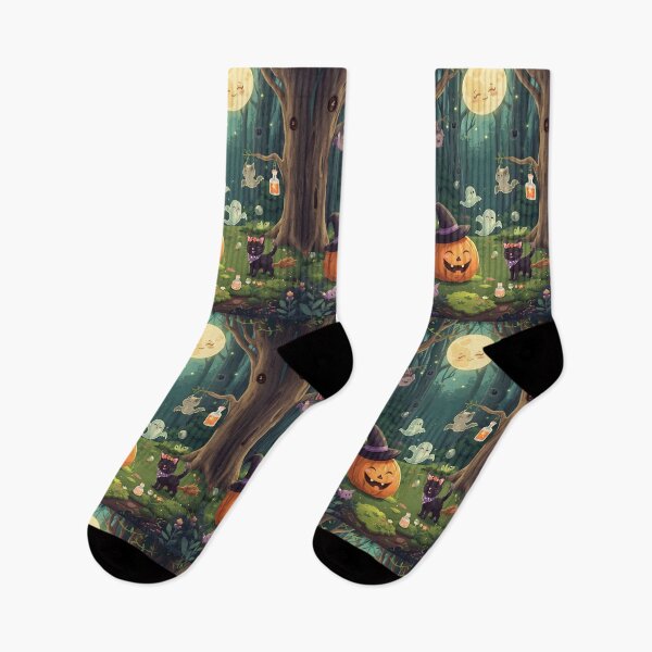 Item preview, Enchanted Forest Halloween Scene Sticker Pack - Cute Witch Pumpkin and Kawaii Ghosts Decals designed and sold by MoonlitDoodles1.