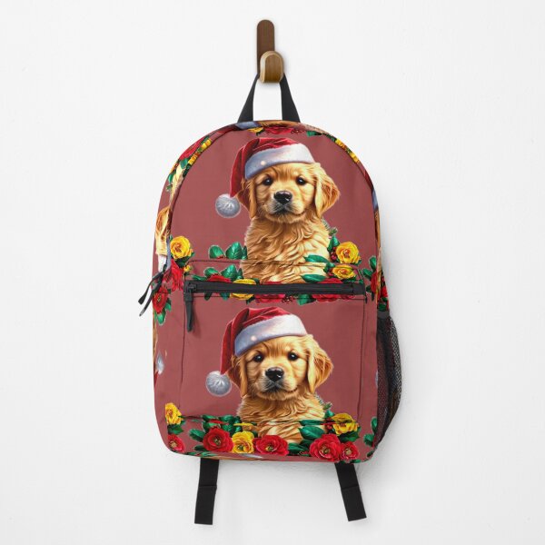 Item preview, Vibrant Christmas Golden Retriever – Festive Puppy with Flowers and Santa Hat designed and sold by Naturalite19.