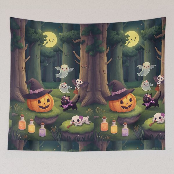 Item preview, Magical Woodland Halloween Night Sticker Pack - Cute Witch Pumpkin, Kawaii Ghosts, and Black Cat Decals designed and sold by MoonlitDoodles1.