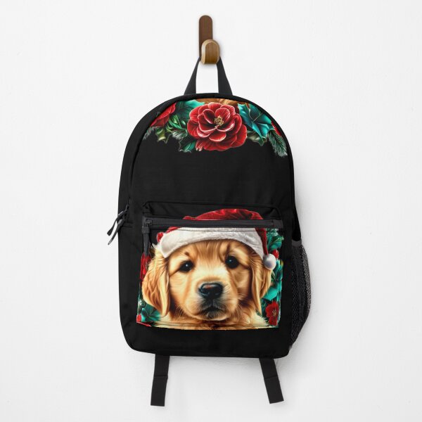 Item preview, Christmas Golden Retriever Puppy with Red Camellias – Bright Holiday Pet Illustration designed and sold by Naturalite19.