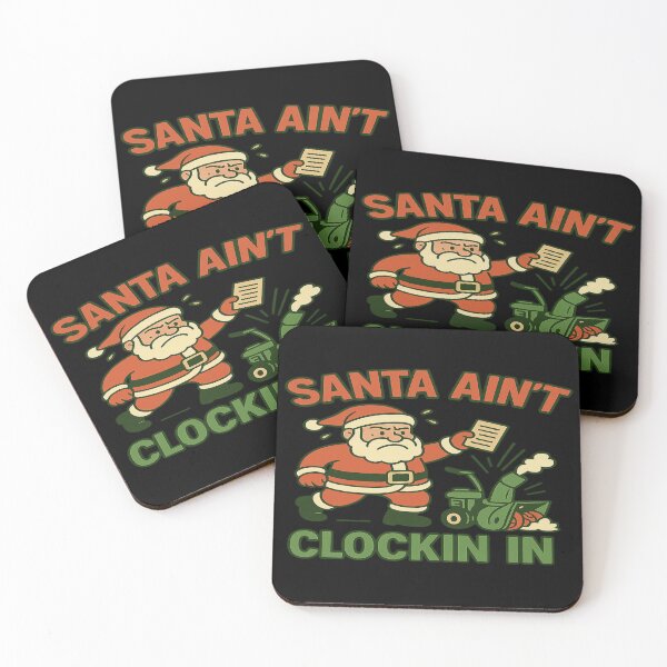 Item preview, Santa Ain’t Clockin In – Retro Holiday Rebel Santa Tee | Vintage Christmas Humor & Cozy Rebellion Energy designed and sold by POD DYNASTY | Original Print On Demand T-Shirt Graphics.