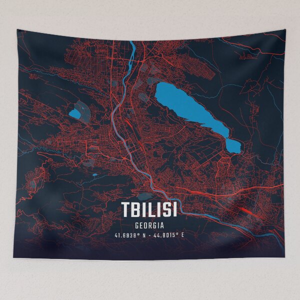 Item preview, Tbilisi Red & Blue Minimalist Map designed and sold by HomeLivingCo.