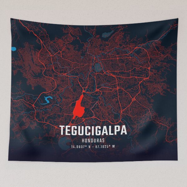 Item preview, Tegucigalpa Red & Blue Minimalist Map designed and sold by HomeLivingCo.