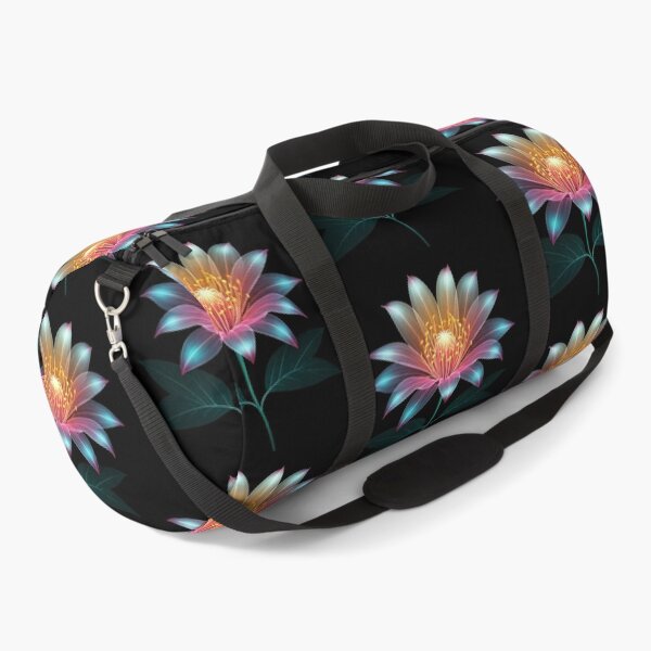 Item preview, Ethereal X-Ray Flower – Luminous Cyan and Magenta Petals with Golden Glow  designed and sold by PixelVibe782.