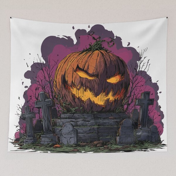 Item preview, Dark Pumpkin King – Scary Halloween Pumpkin in a Graveyard | Creepy Jack-O’-Lantern Design designed and sold by pehhappy.