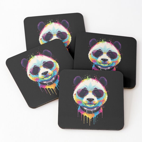Item preview, Neon Colorful Cool Panda Art – Vibrant Pop Art Panda with Sunglasses designed and sold by Whisky1111.