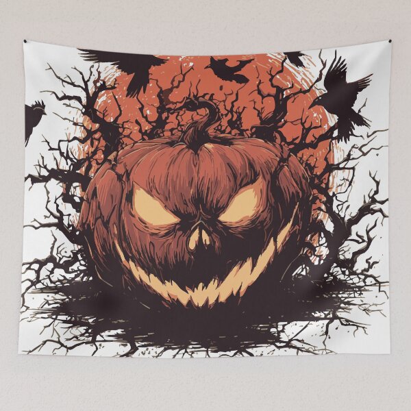 Item preview, Dark Pumpkin King – Scary Halloween Pumpkin in Cemetery | Creepy Jack-O’-Lantern Design b designed and sold by pehhappy.