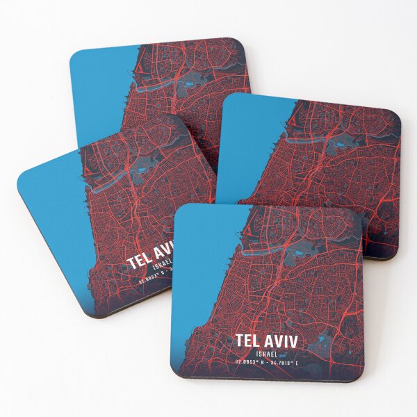 Item preview, Tel Aviv Red & Blue Minimalist Map designed and sold by HomeLivingCo.