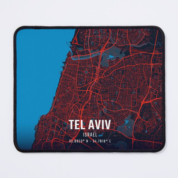 Item preview, Tel Aviv Red & Blue Minimalist Map designed and sold by HomeLivingCo.