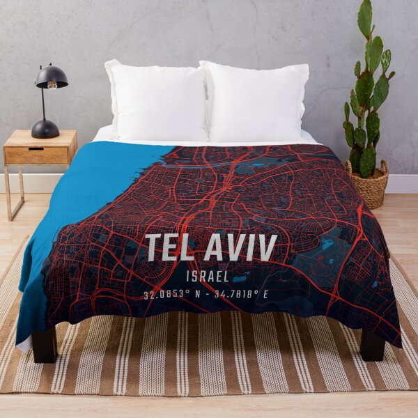 Item preview, Tel Aviv Red & Blue Minimalist Map designed and sold by HomeLivingCo.
