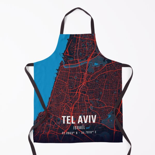 Item preview, Tel Aviv Red & Blue Minimalist Map designed and sold by HomeLivingCo.