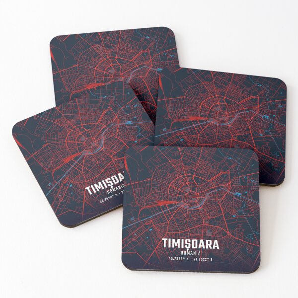 Item preview, Timișoara Red & Blue Minimalist Map designed and sold by HomeLivingCo.