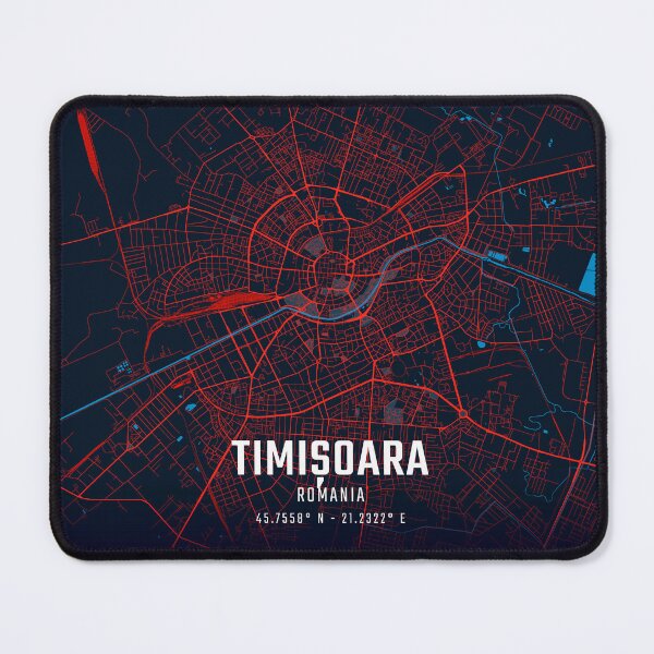 Item preview, Timișoara Red & Blue Minimalist Map designed and sold by HomeLivingCo.