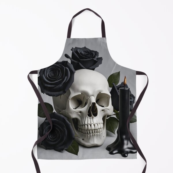 Item preview, Skull with Black Roses and Candle: A Dark Elegance designed and sold by YAM716.