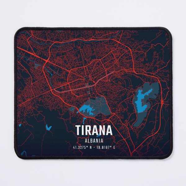 Item preview, Tirana Red & Blue Minimalist Map designed and sold by HomeLivingCo.