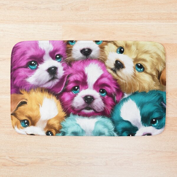 Item preview, A mesmerizing illustration, nine cute and fluffy puppies in different colors, notebook, poster designed and sold by gulka8.