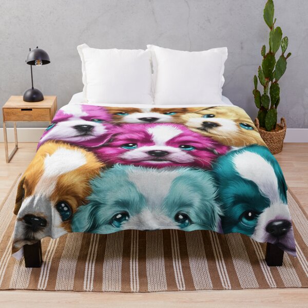 Item preview, A mesmerizing illustration, nine cute and fluffy puppies in different colors, notebook, poster designed and sold by gulka8.