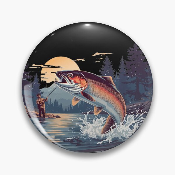 Item preview, Trout Fishing Action | Vintage Fly Fisherman Catching Fish at Sunset/Sunrise designed and sold by Caira-Design.