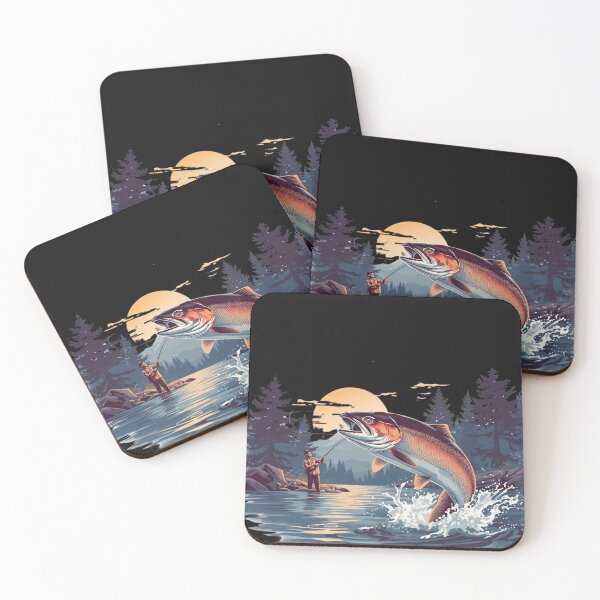 Item preview, Trout Fishing Action | Vintage Fly Fisherman Catching Fish at Sunset/Sunrise designed and sold by Caira-Design.