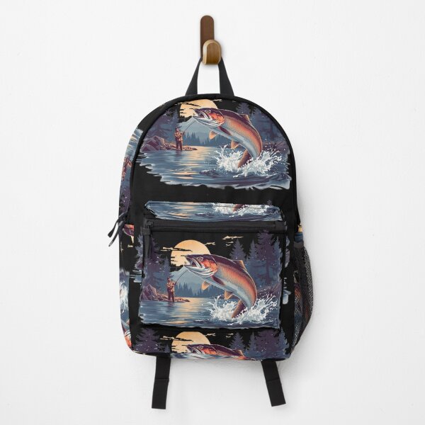 Item preview, Trout Fishing Action | Vintage Fly Fisherman Catching Fish at Sunset/Sunrise designed and sold by Caira-Design.
