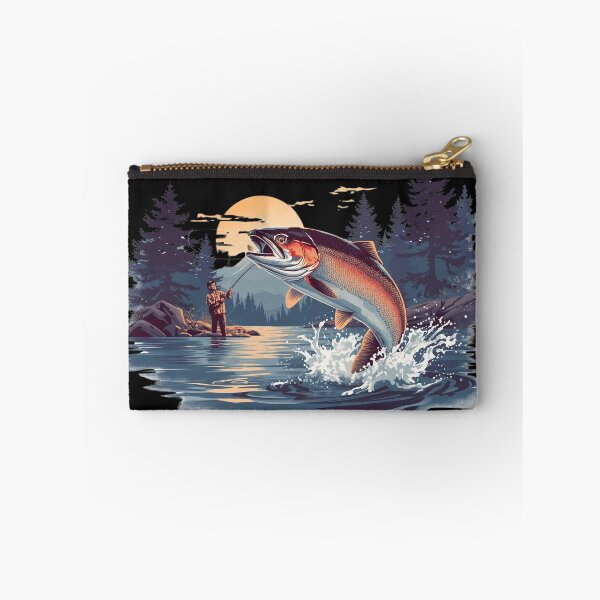 Item preview, Trout Fishing Action | Vintage Fly Fisherman Catching Fish at Sunset/Sunrise designed and sold by Caira-Design.