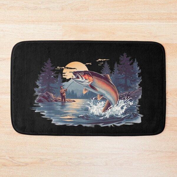 Item preview, Trout Fishing Action | Vintage Fly Fisherman Catching Fish at Sunset/Sunrise designed and sold by Caira-Design.