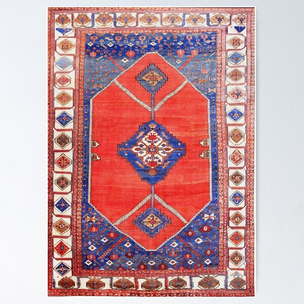Item preview, Geometric Antique Persian Bakshaish Carpet Print designed and sold by Vicky Brago-Mitchell®.