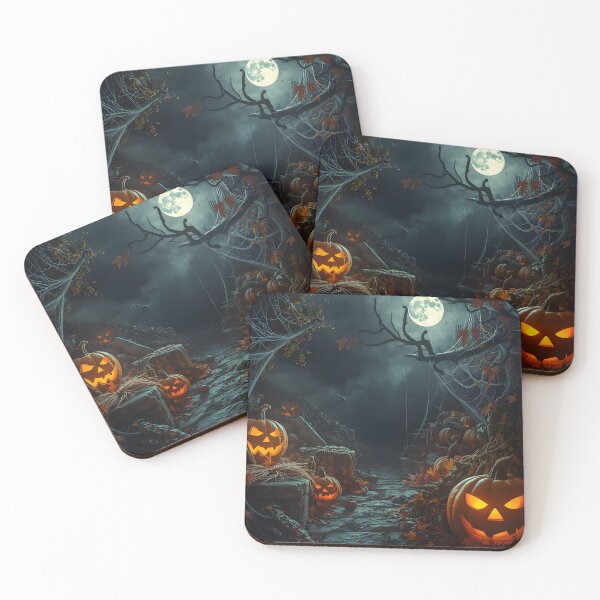 Item preview, Full Moon Jack O' Lantern Path: Scary & Creepy Halloween Horror Landscape designed and sold by VibranPalette.