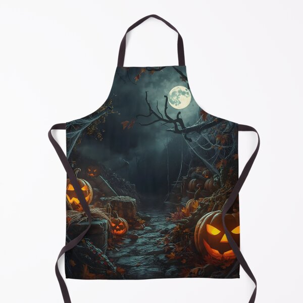 Item preview, Full Moon Jack O' Lantern Path: Scary & Creepy Halloween Horror Landscape designed and sold by VibranPalette.