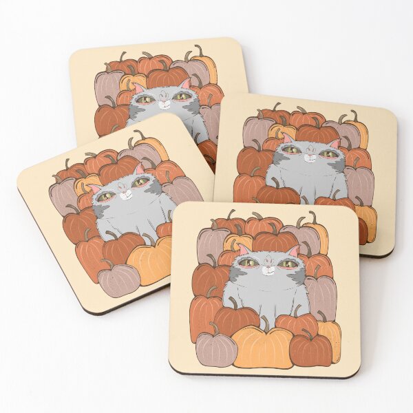 Item preview, Chonky Cat with Pumpkins- Autumn VibesCat Art designed and sold by crestfallenmermaid.