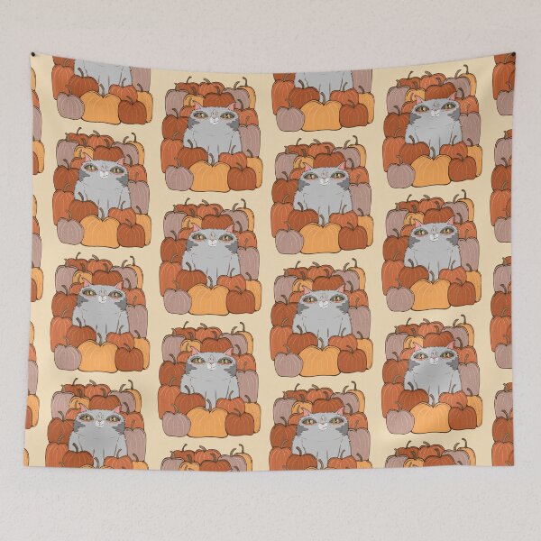 Item preview, Chonky Cat with Pumpkins- Autumn VibesCat Art designed and sold by crestfallenmermaid.