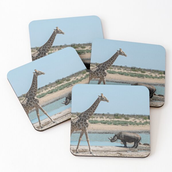 Item preview, Two Giants, One Thirst — Giraffe & Black Rhino, Etosha designed and sold by DavideAntoniani.